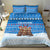 Estonia Christmas Bedding Set with Santa Otters Lights Snowflakes and National Emblem on Blue Pattern - Wonder Print Shop