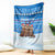 Estonia Christmas Blanket with Santa Otters Lights Snowflakes and National Emblem on Blue Pattern - Wonder Print Shop