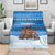 Estonia Christmas Blanket with Santa Otters Lights Snowflakes and National Emblem on Blue Pattern - Wonder Print Shop