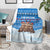 Estonia Christmas Blanket with Santa Otters Lights Snowflakes and National Emblem on Blue Pattern - Wonder Print Shop