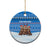 Estonia Christmas Ceramic Ornament with Santa Otters Lights Snowflakes and National Emblem on Blue Pattern - Wonder Print Shop
