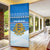 Estonia Christmas Door Cover with Santa Otters Lights Snowflakes and National Emblem on Blue Pattern - Wonder Print Shop