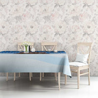 Estonia Christmas Tablecloth with Santa Otters Lights Snowflakes and National Emblem on Blue Pattern - Wonder Print Shop