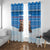 Estonia Christmas Window Curtain with Santa Otters Lights Snowflakes and National Emblem on Blue Pattern - Wonder Print Shop