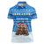 Estonia Christmas Women Polo Shirt with Santa Otters Lights Snowflakes and National Emblem on Blue Pattern - Wonder Print Shop