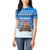 Estonia Christmas Women Polo Shirt with Santa Otters Lights Snowflakes and National Emblem on Blue Pattern - Wonder Print Shop