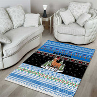 Estonia Christmas Area Rug with Reindeer Gingerbread Snowflakes National Emblem and Winter Forest - Wonder Print Shop