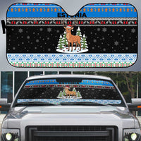 Estonia Christmas Auto Sun Shade with Reindeer Gingerbread Snowflakes National Emblem and Winter Forest - Wonder Print Shop