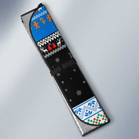 Estonia Christmas Auto Sun Shade with Reindeer Gingerbread Snowflakes National Emblem and Winter Forest - Wonder Print Shop