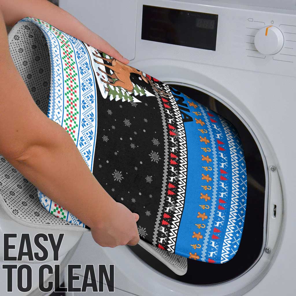 Estonia Christmas Bathroom Set with Reindeer Gingerbread Snowflakes National Emblem and Winter Forest - Wonder Print Shop