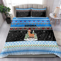 Estonia Christmas Bedding Set with Reindeer Gingerbread Snowflakes National Emblem and Winter Forest - Wonder Print Shop
