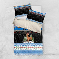 Estonia Christmas Bedding Set with Reindeer Gingerbread Snowflakes National Emblem and Winter Forest - Wonder Print Shop