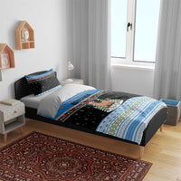 Estonia Christmas Bedding Set with Reindeer Gingerbread Snowflakes National Emblem and Winter Forest - Wonder Print Shop