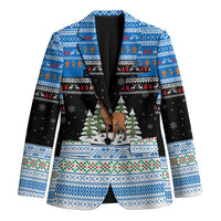 Estonia Christmas Blazer with Reindeer Gingerbread Snowflakes National Emblem and Winter Forest - Wonder Print Shop