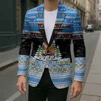 Estonia Christmas Blazer with Reindeer Gingerbread Snowflakes National Emblem and Winter Forest - Wonder Print Shop