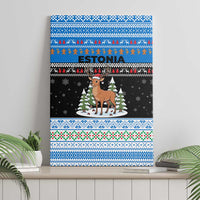 Estonia Christmas Canvas Wall Art with Reindeer Gingerbread Snowflakes National Emblem and Winter Forest - Wonder Print Shop