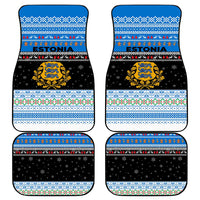 Estonia Christmas Car Mats with Reindeer Gingerbread Snowflakes National Emblem and Winter Forest - Wonder Print Shop