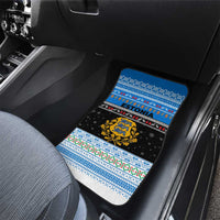 Estonia Christmas Car Mats with Reindeer Gingerbread Snowflakes National Emblem and Winter Forest - Wonder Print Shop