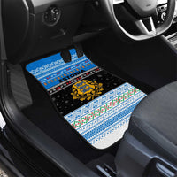 Estonia Christmas Car Mats with Reindeer Gingerbread Snowflakes National Emblem and Winter Forest - Wonder Print Shop