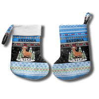 Estonia Christmas Stocking with Reindeer Gingerbread Snowflakes National Emblem and Winter Forest - Wonder Print Shop