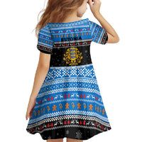 Estonia Christmas Family Matching Long Sleeve Bodycon Dress and Hawaiian Shirt with Reindeer Gingerbread Snowflakes National Emblem and Winter Forest - Wonder Print Shop