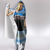 Estonia Christmas Hooded Blanket with Reindeer Gingerbread Snowflakes National Emblem and Winter Forest - Wonder Print Shop