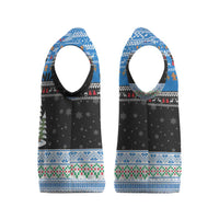 Estonia Christmas Knitted V-Neck Vest with Reindeer Gingerbread Snowflakes National Emblem and Winter Forest - Wonder Print Shop