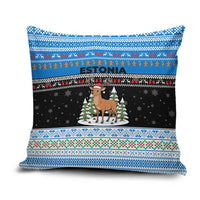Estonia Christmas Pillow Cover with Reindeer Gingerbread Snowflakes National Emblem and Winter Forest - Wonder Print Shop