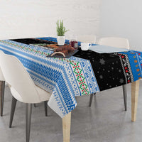 Estonia Christmas Tablecloth with Reindeer Gingerbread Snowflakes National Emblem and Winter Forest - Wonder Print Shop