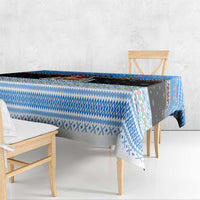 Estonia Christmas Tablecloth with Reindeer Gingerbread Snowflakes National Emblem and Winter Forest - Wonder Print Shop