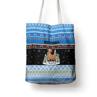 Estonia Christmas Tote Bag with Reindeer Gingerbread Snowflakes National Emblem and Winter Forest - Wonder Print Shop