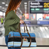 Estonia Christmas Travel Bag with Reindeer Gingerbread Snowflakes National Emblem and Winter Forest - Wonder Print Shop