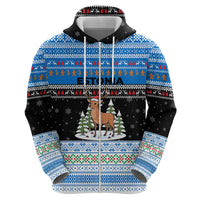 Estonia Christmas Zip Hoodie with Reindeer Gingerbread Snowflakes National Emblem and Winter Forest - Wonder Print Shop