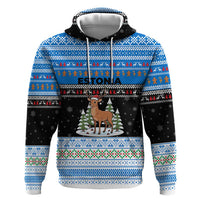 Estonia Christmas Zip Hoodie with Reindeer Gingerbread Snowflakes National Emblem and Winter Forest - Wonder Print Shop