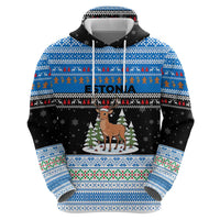 Estonia Christmas Zip Hoodie with Reindeer Gingerbread Snowflakes National Emblem and Winter Forest - Wonder Print Shop