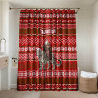 Tajikistan Christmas Bathroom Set with Santa Riding Snow Leopard National Emblem and Red Holiday Pattern - Wonder Print Shop