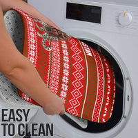 Tajikistan Christmas Bathroom Set with Santa Riding Snow Leopard National Emblem and Red Holiday Pattern - Wonder Print Shop