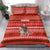 Tajikistan Christmas Bedding Set with Santa Riding Snow Leopard National Emblem and Red Holiday Pattern - Wonder Print Shop