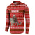 Tajikistan Christmas Button Sweatshirt with Santa Riding Snow Leopard National Emblem and Red Holiday Pattern - Wonder Print Shop
