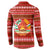 Tajikistan Christmas Button Sweatshirt with Santa Riding Snow Leopard National Emblem and Red Holiday Pattern - Wonder Print Shop