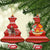 Tajikistan Christmas Ceramic Ornament with Santa Riding Snow Leopard National Emblem and Red Holiday Pattern - Wonder Print Shop