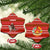 Tajikistan Christmas Ceramic Ornament with Santa Riding Snow Leopard National Emblem and Red Holiday Pattern - Wonder Print Shop