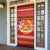 Tajikistan Christmas Door Cover with Santa Riding Snow Leopard National Emblem and Red Holiday Pattern - Wonder Print Shop