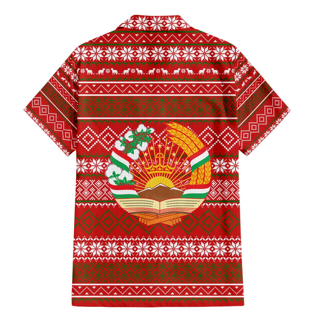 Tajikistan Christmas Family Matching Mermaid Dress and Hawaiian Shirt with Santa Riding Snow Leopard National Emblem and Red Holiday Pattern - Wonder Print Shop