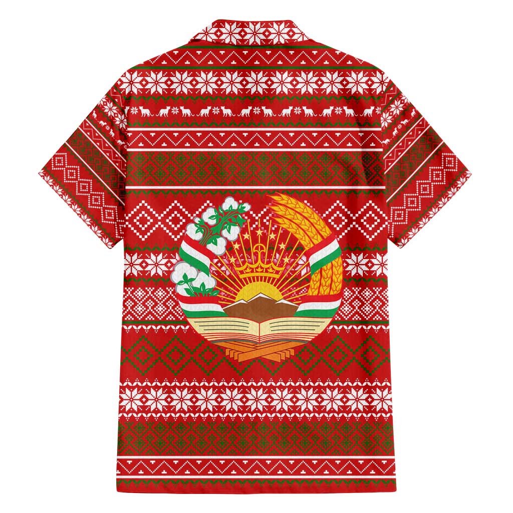 Tajikistan Christmas Family Matching Puletasi and Hawaiian Shirt with Santa Riding Snow Leopard National Emblem and Red Holiday Pattern - Wonder Print Shop