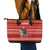 Tajikistan Christmas Leather Tote Bag with Santa Riding Snow Leopard National Emblem and Red Holiday Pattern - Wonder Print Shop