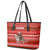 Tajikistan Christmas Leather Tote Bag with Santa Riding Snow Leopard National Emblem and Red Holiday Pattern - Wonder Print Shop