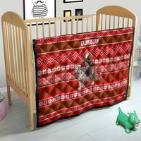 Tajikistan Christmas Quilt with Santa Riding Snow Leopard National Emblem and Red Holiday Pattern - Wonder Print Shop