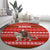 Tajikistan Christmas Round Carpet with Santa Riding Snow Leopard National Emblem and Red Holiday Pattern - Wonder Print Shop