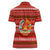 Tajikistan Christmas Women Polo Shirt with Santa Riding Snow Leopard National Emblem and Red Holiday Pattern - Wonder Print Shop